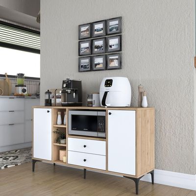 Home Canvas Versa Coffee Multipurpose Sideboard Cabinet White and Oak 