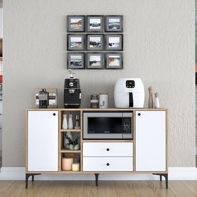 Home Canvas Versa Coffee Multipurpose Sideboard Cabinet White and Oak 