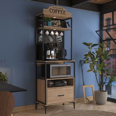 Home Canvas Lumin Ease Coffee & Storage Cabinet With Light Walnut