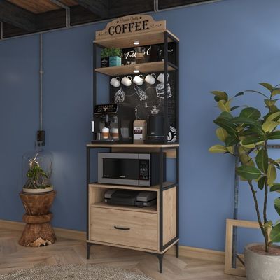 Home Canvas Lumin Ease Coffee & Storage Cabinet With Light Walnut