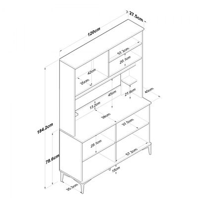 Home Canvas Brew Master Multi-Purpose Buffet and Hutch Cabinet: 8 Doors Pantry Kitchen Cabinet White and Walnut