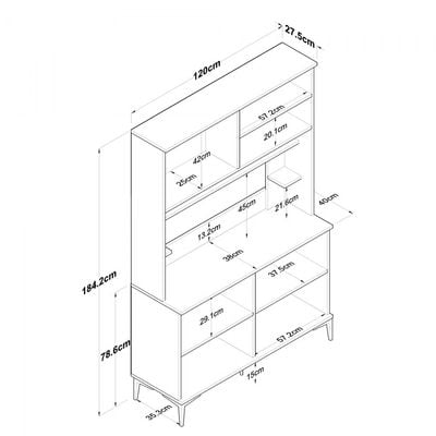 Home Canvas Brew Master Multi-Purpose Buffet and Hutch Cabinet: 8 Doors Pantry Kitchen Cabinet White and Walnut