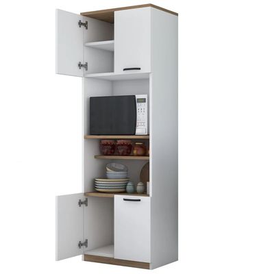 Home Canvaqs Versa Stor Tall Cabinet with 4 Doors & 6 Shelves White