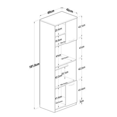 Home Canvaqs Versa Stor Tall Cabinet with 4 Doors & 6 Shelves White