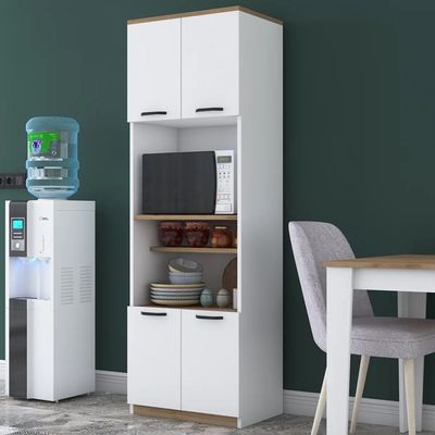 Home Canvaqs Versa Stor Tall Cabinet with 4 Doors & 6 Shelves White