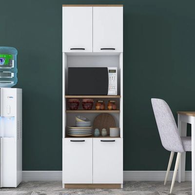 Home Canvaqs Versa Stor Tall Cabinet with 4 Doors & 6 Shelves White