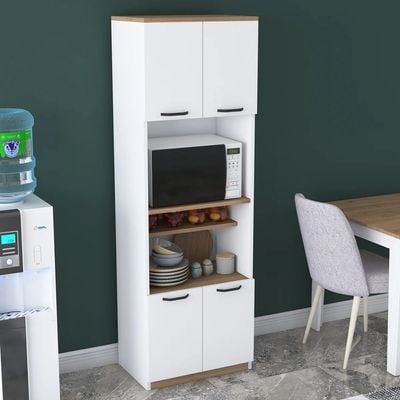 Home Canvaqs Versa Stor Tall Cabinet with 4 Doors & 6 Shelves White