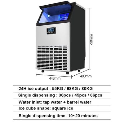 صانعة الثلج الفاخرة من الفولاذ المقاوم للصدأ 2 في 1 من COOLBABY YLY2054 مع زجاجة مياه وصنبور تجاري، ماكينة صنع الثلج سعة 55 كجم تعمل على مدار 24 ساعة، ذكية وآمنة وفعالة