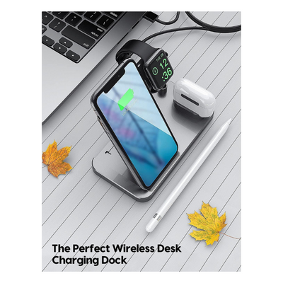  DOANH Wireless Charger, 4 in 1 Qi-Certified Wireless Charging Station with QC 3.0 Adapter for iPhone 13 pro max/13/12/11/Samsung/Huawei and Airpods, apple watch, apple pen