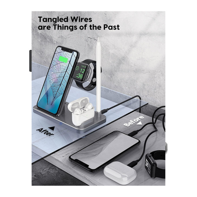  DOANH Wireless Charger, 4 in 1 Qi-Certified Wireless Charging Station with QC 3.0 Adapter for iPhone 13 pro max/13/12/11/Samsung/Huawei and Airpods, apple watch, apple pen