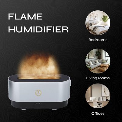 SCENTA FLORA Flame Humidifier - Aromatherapy Device, Intelligent Chip for Power and Overheating Protection, Three Levels of Fog Regulation, Cold and Warm Light Flame Effects
