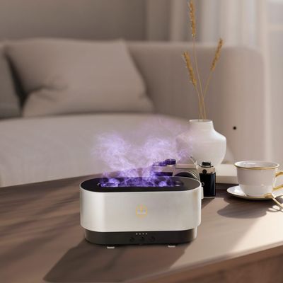 SCENTA FLORA Flame Humidifier - Aromatherapy Device, Intelligent Chip for Power and Overheating Protection, Three Levels of Fog Regulation, Cold and Warm Light Flame Effects