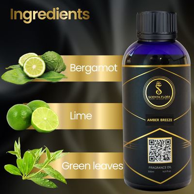 AMBER BREEZE - Diffuser Aroma Oil - Soothing, Healing, and Relaxing Fragrance for Scent Diffusers - Aromatherapy (500 ml)