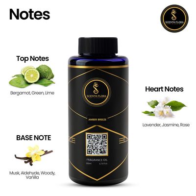 AMBER BREEZE - Diffuser Aroma Oil - Soothing, Healing, and Relaxing Fragrance for Scent Diffusers - Aromatherapy (200 ml)