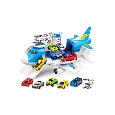 COOLBABY Airplane Toys for Kids,Aircraft Carrier Toy Helicopter Toy Set Car Track Cargo Plane,9 in 1 Take Apart Cargo Plane Toys for Kids