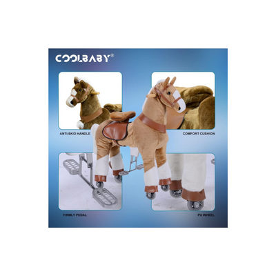 COOLBABY Ride On Horse Rocking Horse for Toddlers,Ride on Toy Plush Walking Pony Mechanical Riding Horse,Unicorn Small Size for Age 3-8（Size:S Pink and White）