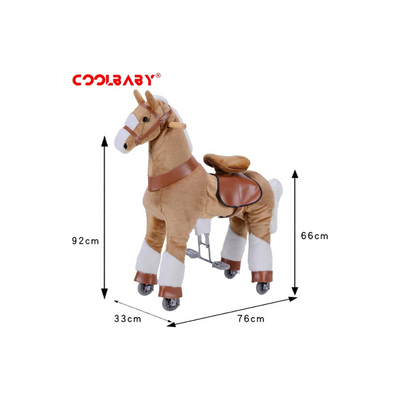 COOLBABY Ride On Horse Rocking Horse for Toddlers,Ride on Toy Plush Walking Pony Mechanical Riding Horse,Unicorn Small Size for Age 3-8（Size:S Pink and White）