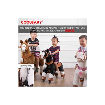 COOLBABY Ride On Horse Rocking Horse for Toddlers,Ride on Toy Plush Walking Pony Mechanical Riding Horse,Unicorn Small Size for Age 3-8（Size:S Pink and White）