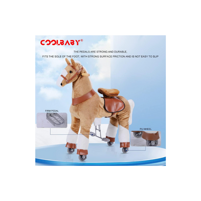 COOLBABY Ride On Horse Rocking Horse for Toddlers,Ride on Toy Plush Walking Pony Mechanical Riding Horse,Unicorn Small Size for Age 3-8（Size:S Pink and White）