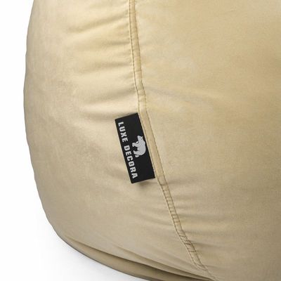 Luxe Decora Nest Soft Suede Bean Bag with Removable Layer | Washable | Perfect for Indoor Relaxation | Kids & Adults | Soft Velvet Finish | Filled with Polystyrene Beads(Kids, Beige)