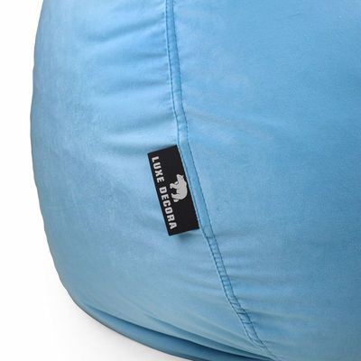 Luxe Decora Nest Soft Suede Bean Bag with Removable Layer | Washable | Perfect for Indoor Relaxation | Kids & Adults | Soft Velvet Finish | Filled with Polystyrene Beads(Kids, Blue)