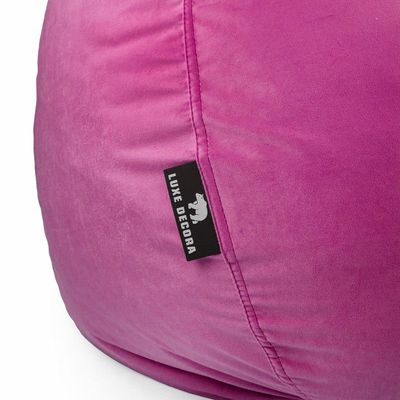 Luxe Decora Nest Soft Suede Bean Bag with Removable Layer | Washable | Perfect for Indoor Relaxation | Kids & Adults | Soft Velvet Finish | Filled with Polystyrene Beads(Kids, Fushia)