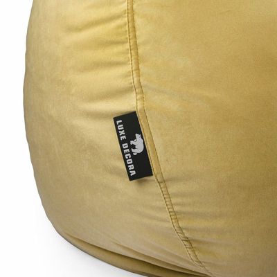 Luxe Decora Nest Soft Suede Bean Bag with Removable Layer | Washable | Perfect for Indoor Relaxation | Kids & Adults | Soft Velvet Finish | Filled with Polystyrene Beads(Kids, Gold)