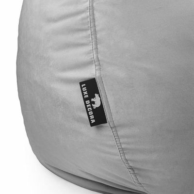 Luxe Decora Nest Soft Suede Bean Bag with Removable Layer | Washable | Perfect for Indoor Relaxation | Kids & Adults | Soft Velvet Finish | Filled with Polystyrene Beads(Kids, Grey)