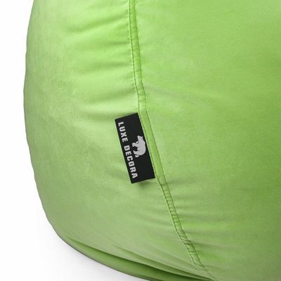 Luxe Decora Nest Soft Suede Bean Bag with Removable Layer | Washable | Perfect for Indoor Relaxation | Kids & Adults | Soft Velvet Finish | Filled with Polystyrene Beads(Kids, Lush Green)