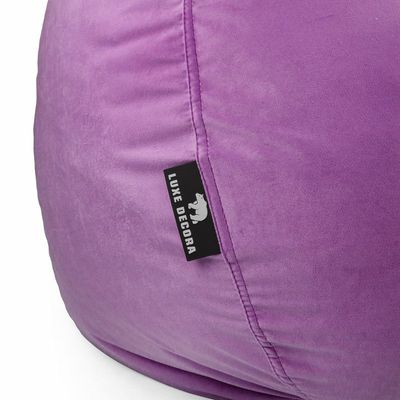 Luxe Decora Nest Soft Suede Bean Bag with Removable Layer | Washable | Perfect for Indoor Relaxation | Kids & Adults | Soft Velvet Finish | Filled with Polystyrene Beads(Kids, Purple)