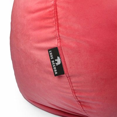 Luxe Decora Nest Soft Suede Bean Bag with Removable Layer | Washable | Perfect for Indoor Relaxation | Kids & Adults | Soft Velvet Finish | Filled with Polystyrene Beads(Kids, Red)