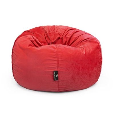 Luxe Decora Nest Soft Suede Bean Bag with Removable Layer | Washable | Perfect for Indoor Relaxation | Kids & Adults | Soft Velvet Finish | Filled with Polystyrene Beads(Kids, Red)