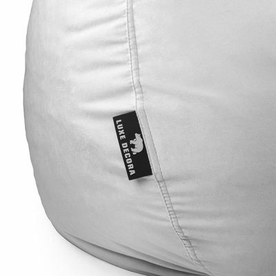 Luxe Decora Nest Soft Suede Bean Bag with Removable Layer | Washable | Perfect for Indoor Relaxation | Kids & Adults | Soft Velvet Finish | Filled with Polystyrene Beads(Kids, White)