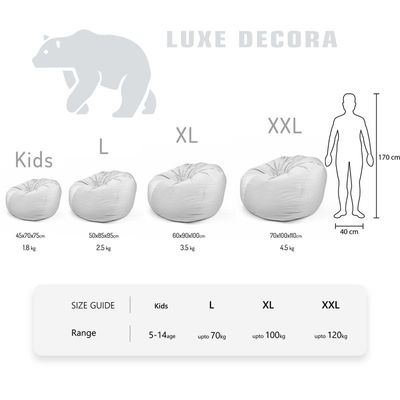 Luxe Decora Kids Collection | Cloud Cruiser | Soft Fabric Bean Bag for Kids | Washable | Filled with Polystyrene Beads | Perfect for Playtime and Relaxation(Small)