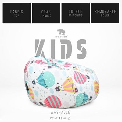 Luxe Decora Kids Collection | Cloud Cruiser | Soft Fabric Bean Bag for Kids | Washable | Filled with Polystyrene Beads | Perfect for Playtime and Relaxation(Small)