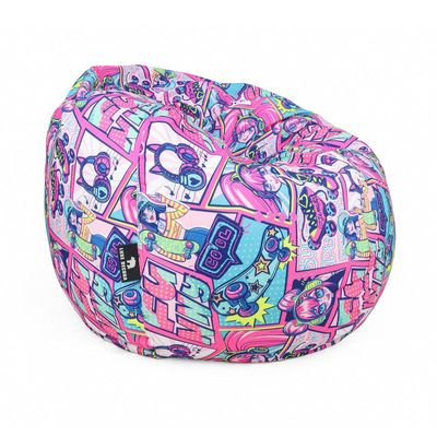 Luxe Decora Kids Collection | Comic Dash | Fun & Trendy Design | Soft Fabric | Filled with Polystyrene Beads | Comfortable Seating | Washable Cover | Kids Size (Small) 