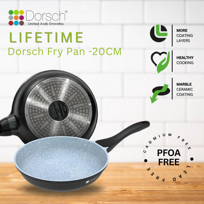 Dorschhome Lifetime Fry Pan 20 CM - Non-Stick "PROGLIDER" Ceramic Coating - Durable, Scratch Resistant - TUV Certified - Optimal Heat Distribution - Induction Ready for Effortless Cooking!