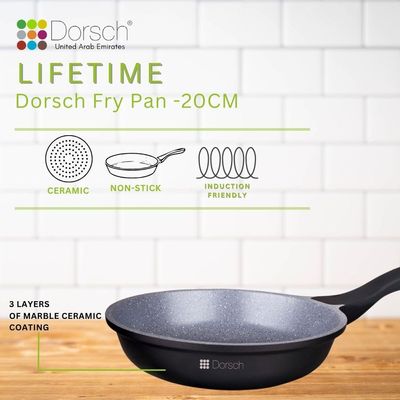 Dorschhome Lifetime Fry Pan 20 CM - Non-Stick "PROGLIDER" Ceramic Coating - Durable, Scratch Resistant - TUV Certified - Optimal Heat Distribution - Induction Ready for Effortless Cooking!