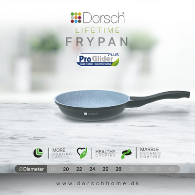 Dorschhome Lifetime Fry Pan 24 CM - Non-Stick "PROGLIDER" Ceramic Coating - Durable, Scratch Resistant - TUV Certified - Optimal Heat Distribution - Induction Ready for Effortless Cooking!