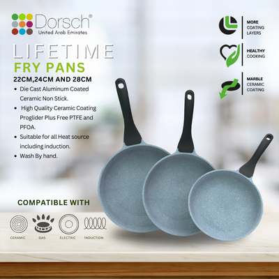 Dorschhome Lifetime Fry Pan 24 CM - Non-Stick "PROGLIDER" Ceramic Coating - Durable, Scratch Resistant - TUV Certified - Optimal Heat Distribution - Induction Ready for Effortless Cooking!