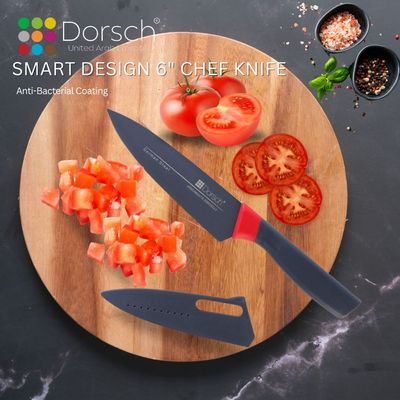 Dorsch Smart Design Carving Knife - High Carbon German Steel, Elevated Blade for Hygiene, Ultra Sharp, Non-Stick Coating, Protective Sheath (6 Inch Knife)