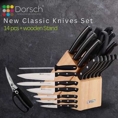 Dorsch Home Knife Set | Stainless Steel Kitchen Knives with Ergonomic Comfortable Grip and 2 Years Warranty (14 Pcs Set)