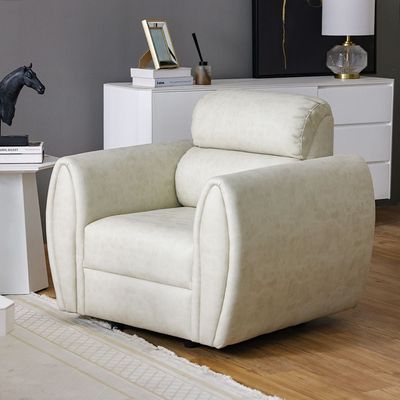 Jade 1-Seater Fabric Sofa - Cream - With 5-Year Warranty