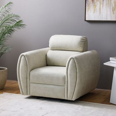 Jade 1-Seater Fabric Sofa - Cream - With 5-Year Warranty