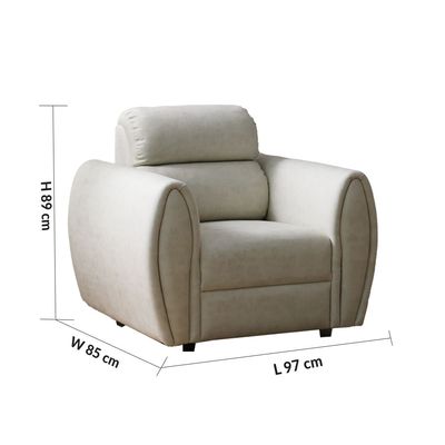 Jade 1-Seater Fabric Sofa - Cream - With 5-Year Warranty