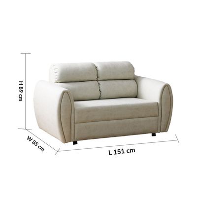 Jade 2-Seater Fabric Sofa - Cream - With 5-Year Warranty