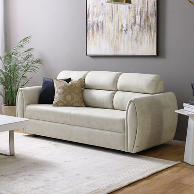 Jade 3-Seater Fabric Sofa - Cream - With 5-Year Warranty