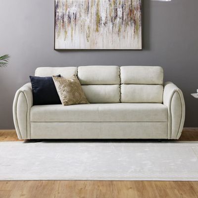 Jade 3-Seater Fabric Sofa - Cream - With 5-Year Warranty