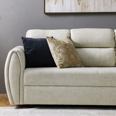 Jade 3-Seater Fabric Sofa - Cream - With 5-Year Warranty