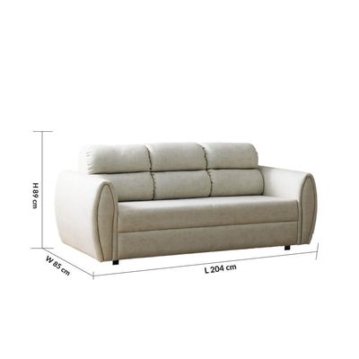 Jade 3-Seater Fabric Sofa - Cream - With 5-Year Warranty